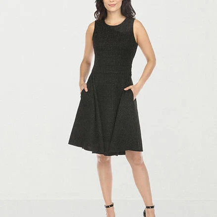 White Mark Women's Tweed Fit & Flare Dress