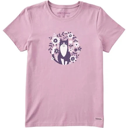 Life Is Good Women's Flower Circle Cat Short Sleeve T-Shirt