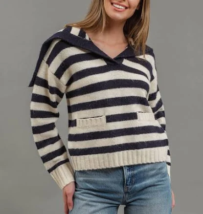 Stripe Sailor Collar Knit Sweater