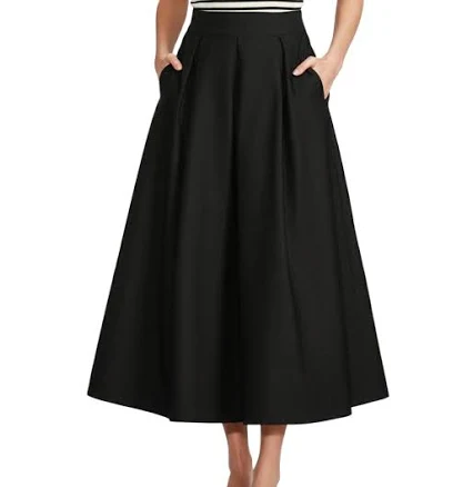 Gibson Latimer Women's High Rise Pleated Woven Poplin Maxi Skirt
