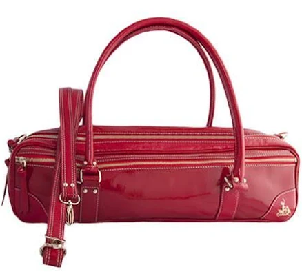 Fluterscooter Red Patent Leather Flute Bag
