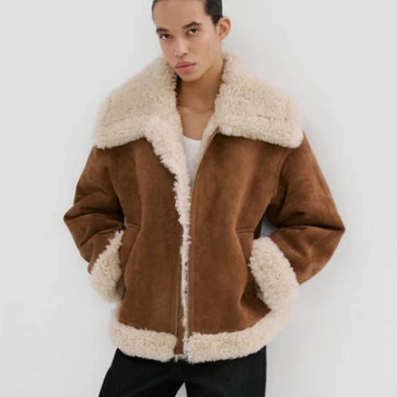 MANGO Women's Adriana Double-Faced Shearling Jacket