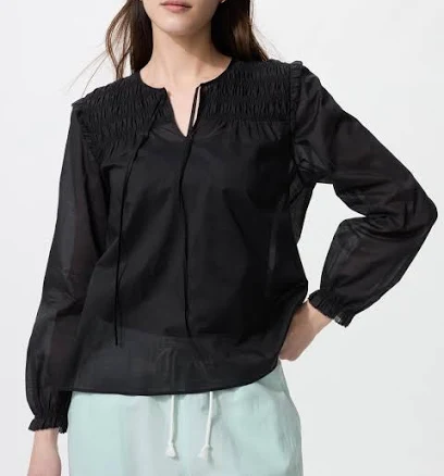 UNIQLO Women's Cotton Shirring Blouse