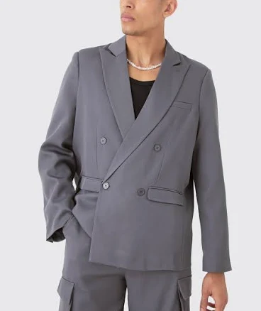 boohooMAN Men's Oversized Double Breasted Blazer