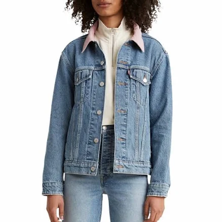 Levi's Women's Ex-Boyfriend Corduroy-Collar Denim Trucker Jacket