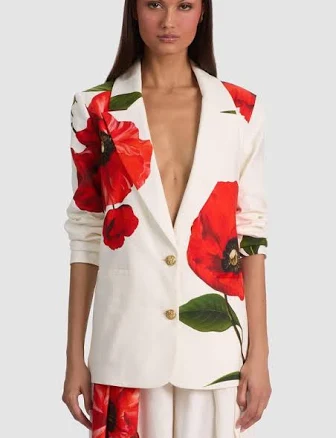 alice + olivia | Elna Slim Long Blazer | Xl | Summer poppy