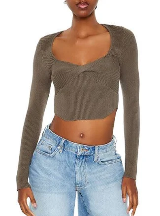 Twisted Sweater-Knit Crop Top