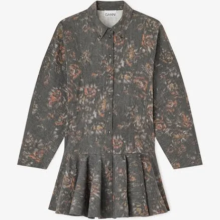 Ganni Women's Floral Long-Sleeve Button-Down Shirtdress