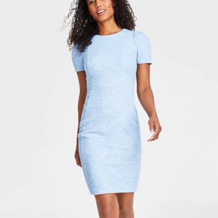 Calvin Klein Women's Tweed Short Sleeve Sheath Dress