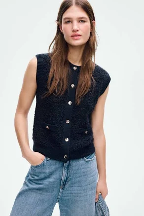 H&M Bouclé-knit Waistcoat