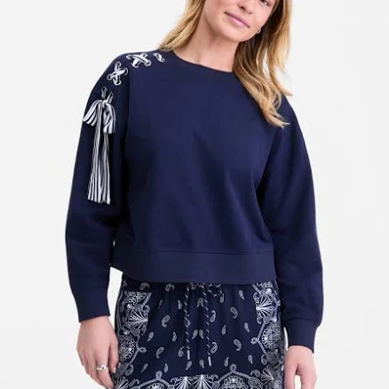 On 34th Women's Lace-Up Shoulder Sweatshirt