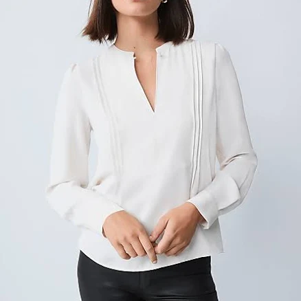 Ann Taylor Women's Mixed Media Pintuck Top