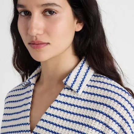 Madewell Women's Textured-Knit Johnny-Collar Shirt
