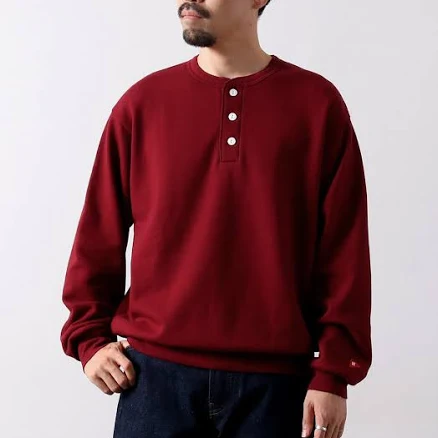 HEALTHKNIT Men's Henry Neck Long Sleeve Sweatshirt