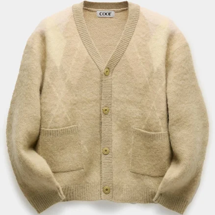 Hairy Mixed Argyle Cardigan