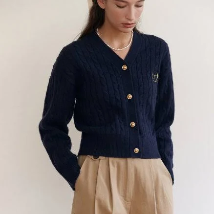 ROLAROLA V NECK Cable Cardigan