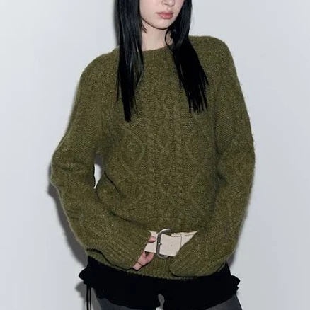MOHAIR LOOSE Fit Cable Knit