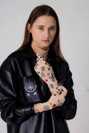 Embroidered Jersey Tattoo Gloves