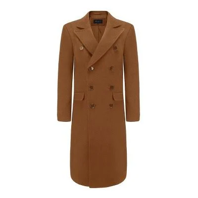 Braveman Men's Double-Breasted Knee Length Wool Blend Overcoat