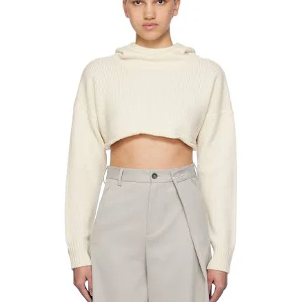 Maison Margiela Women's Cropped Wool-blend Hoodie