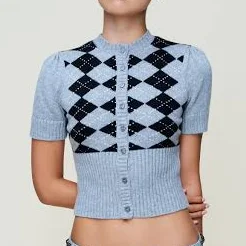 Guizio Sweet Argyle Wool Cardigan