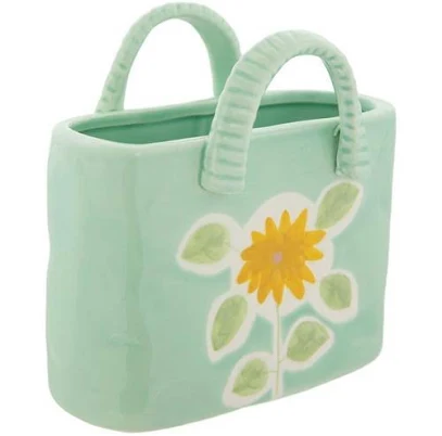 Green Floral Bag Vase