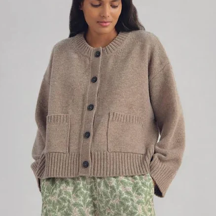 Piglet In Bed Wool Crew Neck Cardigan