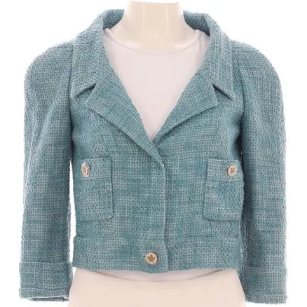 CHANEL Women's Two Pocket Cropped Tweed Jacket
