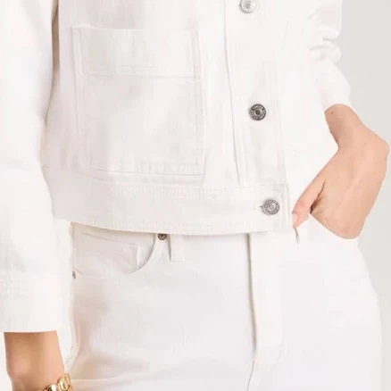 Chico's Women's Cropped Denim Trucker Jacket