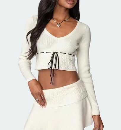 Edikted Women's Andie Ribbon Knit Top