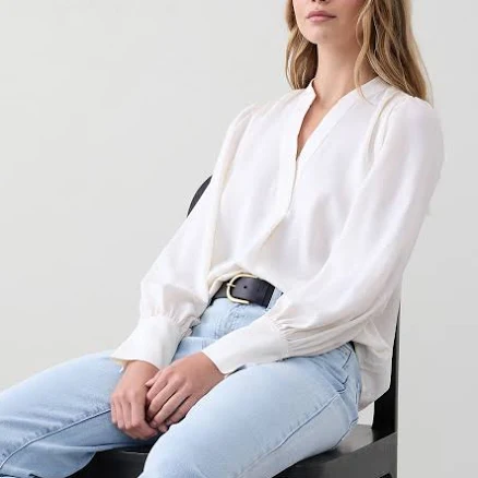 Women's Crepe Volume-Sleeve Blouse
