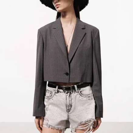 MO&Co. Women's Cropped Wool Blend Blazer
