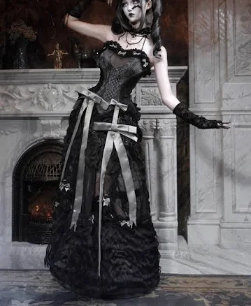 Cupid's Magic Box Gothic Heart Ruffle Embroidery Bowknot Lace Vest