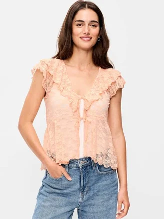 Old Navy Women's Lace Ruffle Short-Sleeve Top