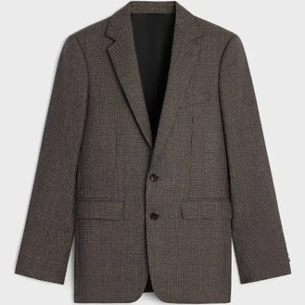 CELINE Men's Classic Micro Houndstooth Wool Jacket