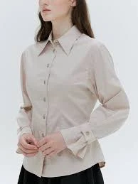 RING BUTTON POINTED COLLAR SHIRTS [Ivory] [Toff Beige]