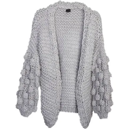 SAACHI Women's Pompom Knit Cardigan with Bauble Sleeves