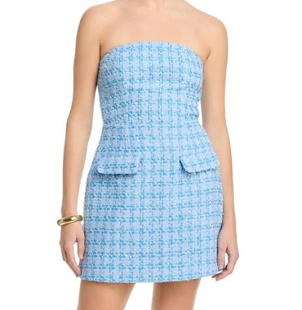 Aqua Women's Tweed Midi Dress - Exclusive - Blue - Size XS - Blue Multi