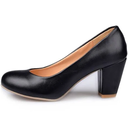Chunky Heel Round Toe Pumps