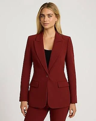 Express Women's Signature Stretch Long Slim Cropped Business Blazer