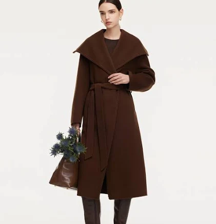 Cashmere Wool Blend Wide Collar Wrap Overcoat