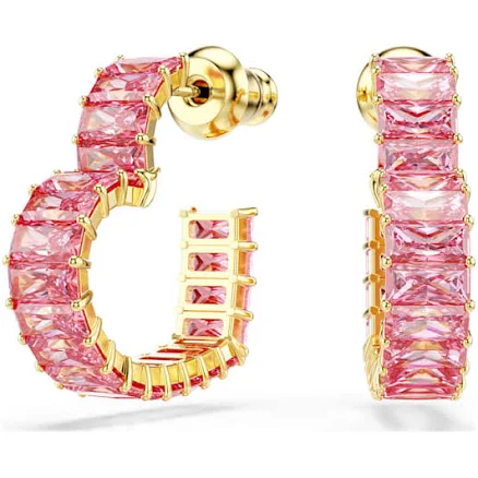 Gold-Tone Plated Baguette Cut Heart Earrings