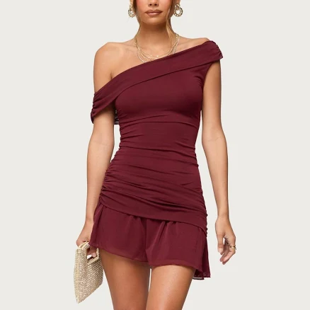 Edikted Women's Gesibelle Off Shoulder Mesh Mini Dress