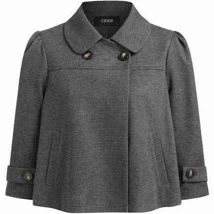 CIDER Women's Jacquard Peter Pan Collar Houndstooth Pattern Three-quarter Length Oversized Casual Daily Wear Blouse