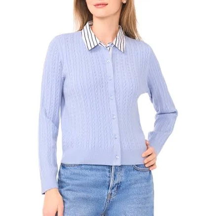 Halogen Women's Stripe Collar Twofer Cardigan