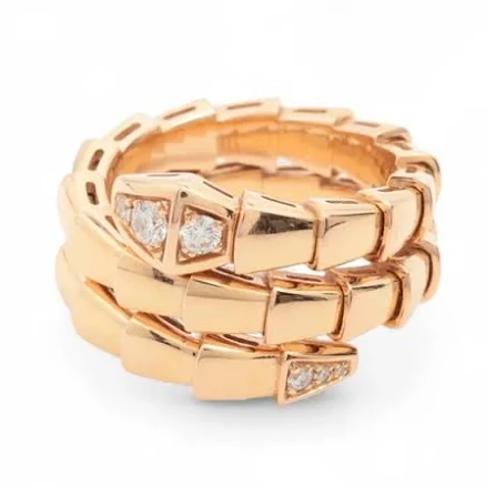 Bvlgari Serpenti Viper diamond Ring 750(PG) 9.1g XS