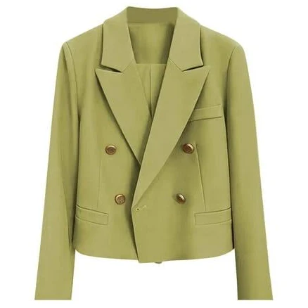 Women's Double Breasted Cropped Blazer Jacket