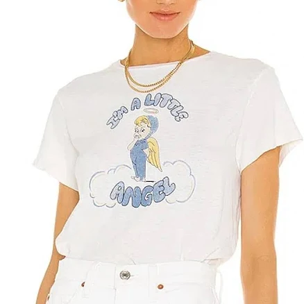 Little Angel Short-sleeved T-shirt In Vintage White