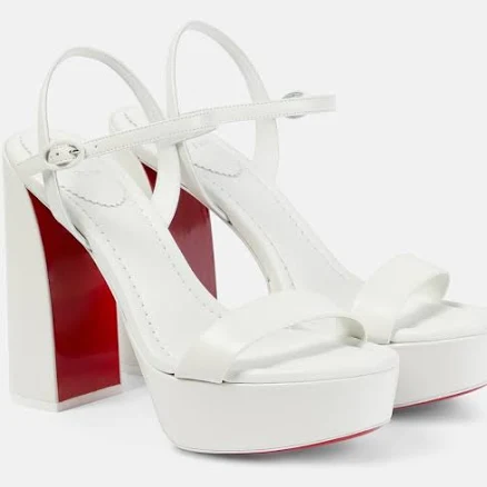 Christian Louboutin, Movida Jane 130 leather platform pumps, Women, White, US 11, Sandals