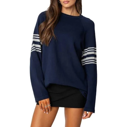 Edikted Women's Oversized Contrast Stripe Sweater